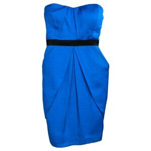 Vince Camuto Strapless Coblat Blue Black Satin Holiday Dress Party Cocktail 2